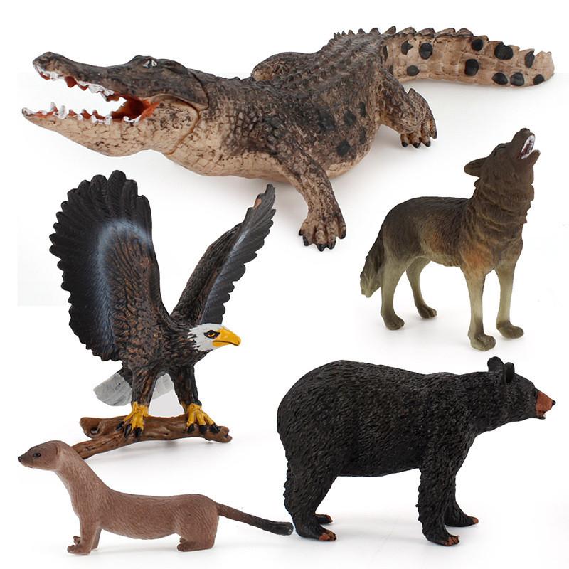 Simulated Deer Eagle Bull Bear Crocodile River Otter Wildlife Model Ornament For Collectors