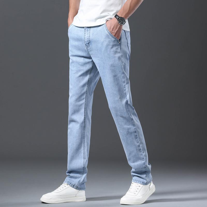 Spring and Autumn New Denim Trousers Men's Slim Straight Versatile Elastic Comfortable Skinny Casual Wholesale