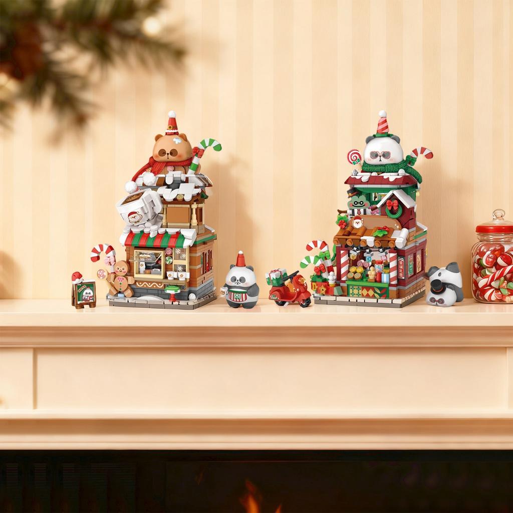 Building  , Small  Assembly, Educational Toys, Christmas Mall,  House, Stacked  Scene, House