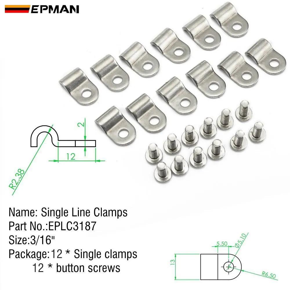 EPMAN Single Line Clamp Fuel Line Clamps 3/8 &3/16 & 1/4 SS 1 Pack Suit Fuel, Air, Electrical, Brake, Lines Etc EPLC3187 EPLC3187