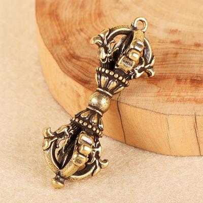 Tibetisches handgefertigtes buddhistisches Bronze-Vajra-Schlüsselornament mit fünf Strängen