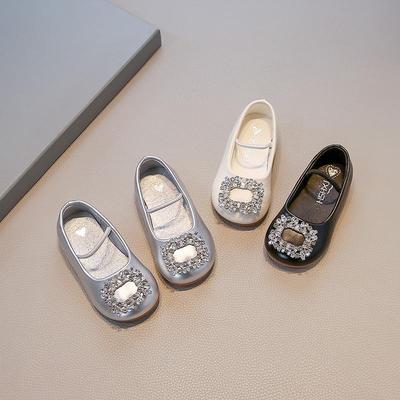 2026 Korean Style Girls' Soft Sole Princess Shoes with Rhinestone Buckle