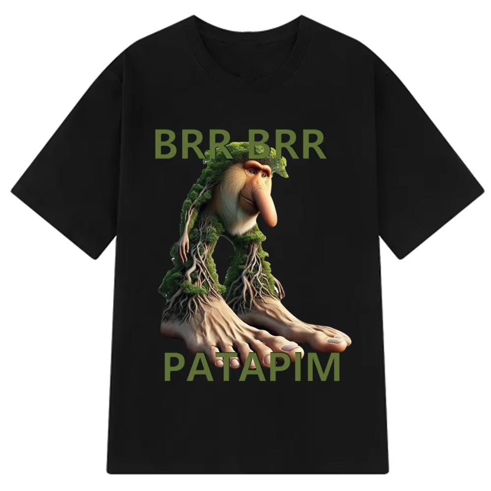Brr Brr Patapim T Shirt Funny Italian Brainrot Meme Graphic Men Women Tshirt Summer Short Sleeve Cotton Tees Casual Oversize Top