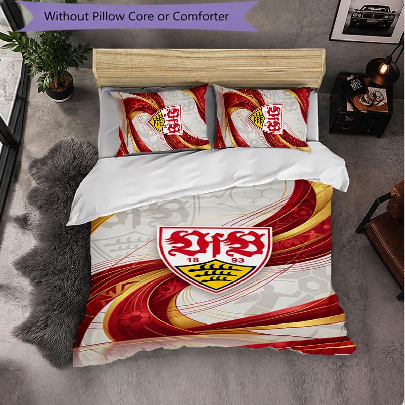 Set Biancheria da Letto Calcio VfB Stuttgart 3 Pezzi Morbido Set Copripiumino con Federe Set Decorazione Camera da Letto per la Casa