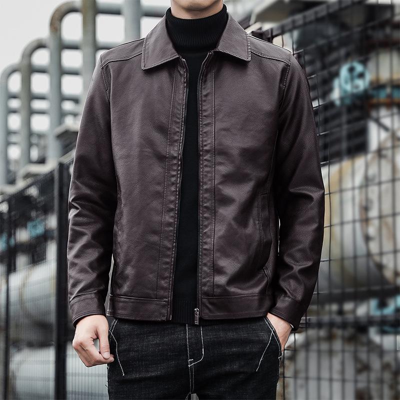 

Весна и осень Новое мужское повседневное модное кожаное пальто с лацканами Деловое кожаное пальто Мужское молодежное модное пальто из искусственной кожи Мужское молодежное 4XL