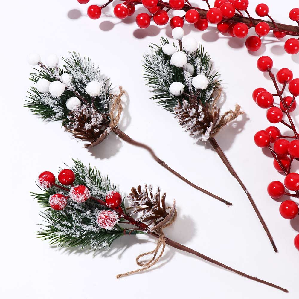 Home Party Xmas Christmas Berry Artificial Pine Branch Christmas Decoration Artificial Flower