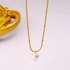 18K Gold Stainless Steel Retro Mother-of-Pearl Pendant Necklace - Elegant French Clavicle Chain for Women