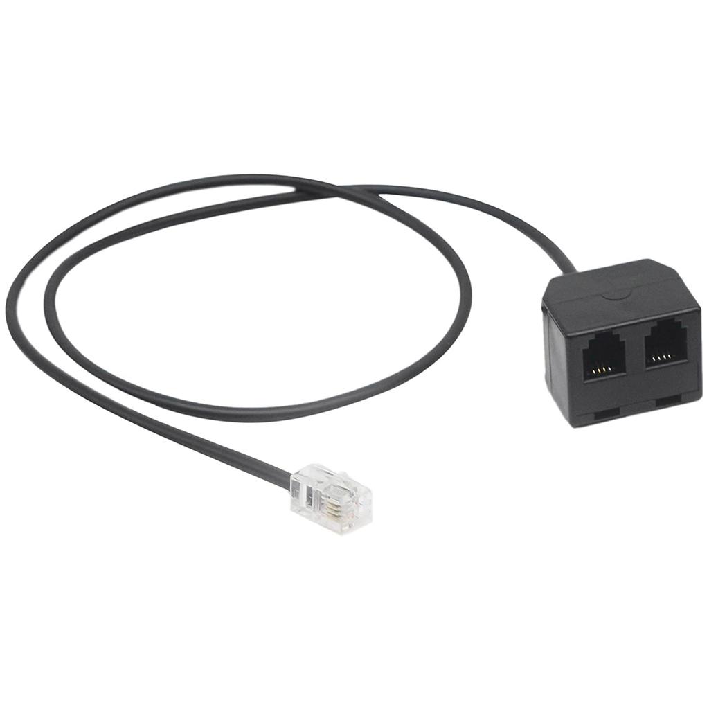 Telephone RJ9 Male to 2 Female 4P4C Connector Adapter Splitter Extension Cable