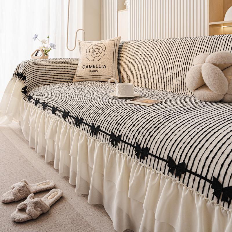 

Минималистичное диванное полотенце в стиле легкой роскоши, Подходит для всех сезонов, Подходит для домашних животных, Противоскользящее и пыленепроницаемое, Машинная стирка 180*180cm чёрный