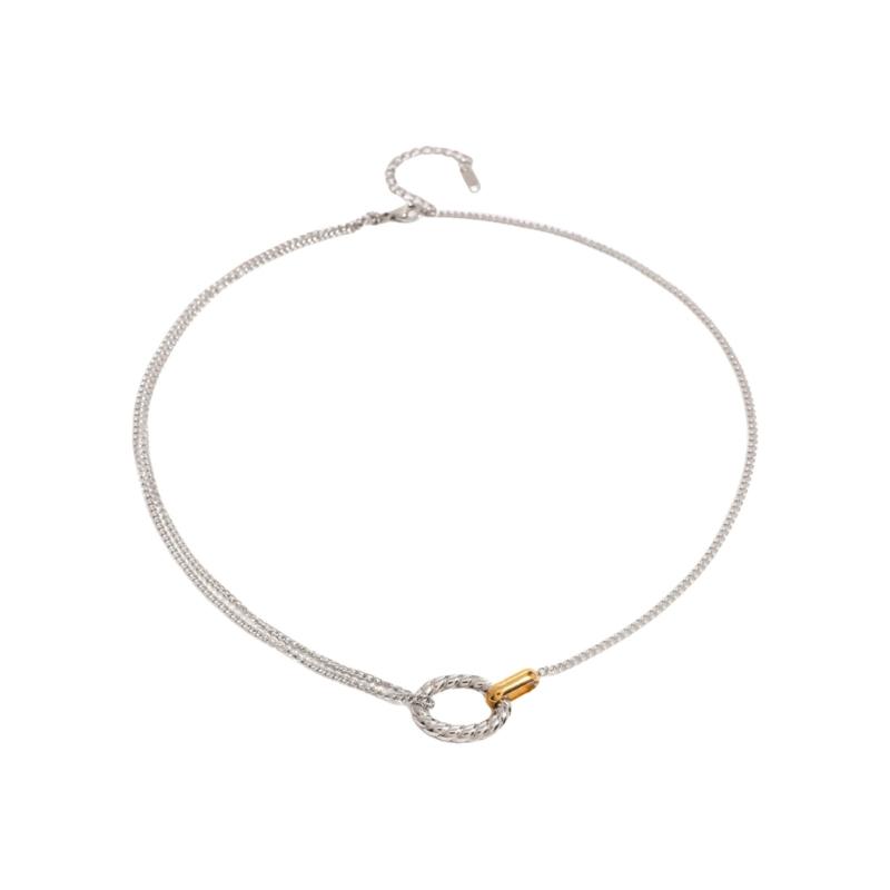 

Elegant Stainless Steel Texture Jewelry Set with Round Stripes Designs Includes Necklace Earrings and Bracelet