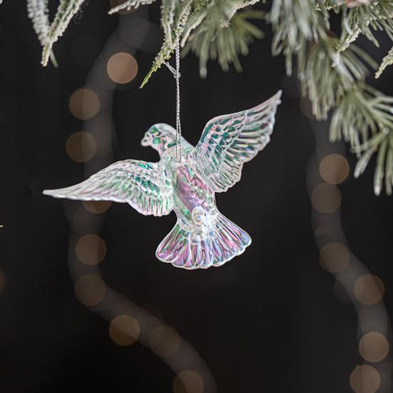 Christmas Tree Ornament Snowflake Deer Bird Icicle Design Sparkling Hanging Decoration Festive Holiday Season Home Decor