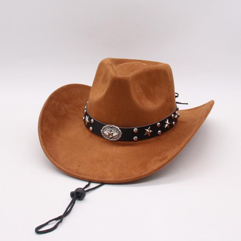 Top Hat Suede Cowboy Jazz Hat Spring Summer Men'S And Women'S Ethnic Beach Hat Wind Eaves