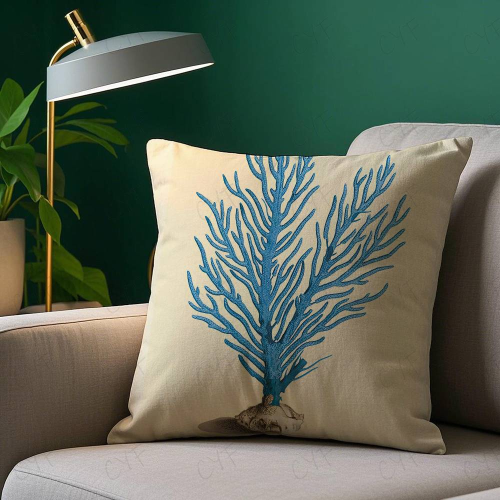 Blue Sea Creature Coral Shrimp Pillow Case Custom Printed Brushed Fleece Pillow, Baby Skin-Touch, Eco-Friendly Dye-Sublimation C