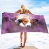 Dog With Flowers Pattern Microfiber Sand Free Beach Towel Oversized Quick Dry Absorbent Pool Towels For Pool Swimming Bathroom