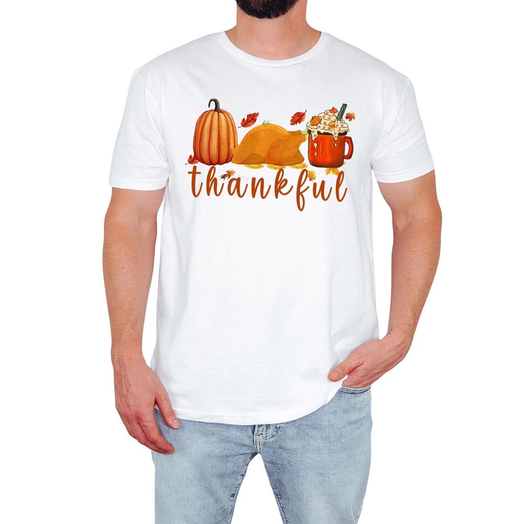 Thankful Pumpkin Turkey Mens T-Shirt Autumn Harvest Funny Family Gift