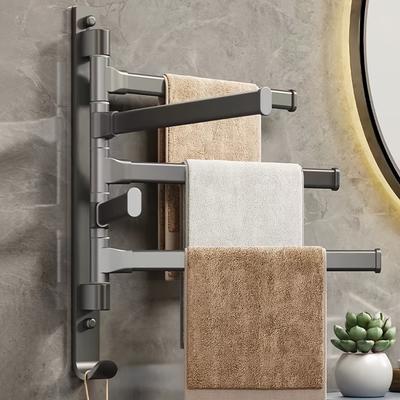1pc Aluminum Rotating Towel Rack, Space-Saving Corner Wall-Mounted Towel Holder, Smooth Swivel Metal Bar, Multiple Styles Available for Bathroom Decor
