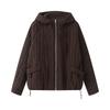 Womens Vintage Casual Hooded Cotton Jacket Striped Double Line Fall Winter Daily Wear
