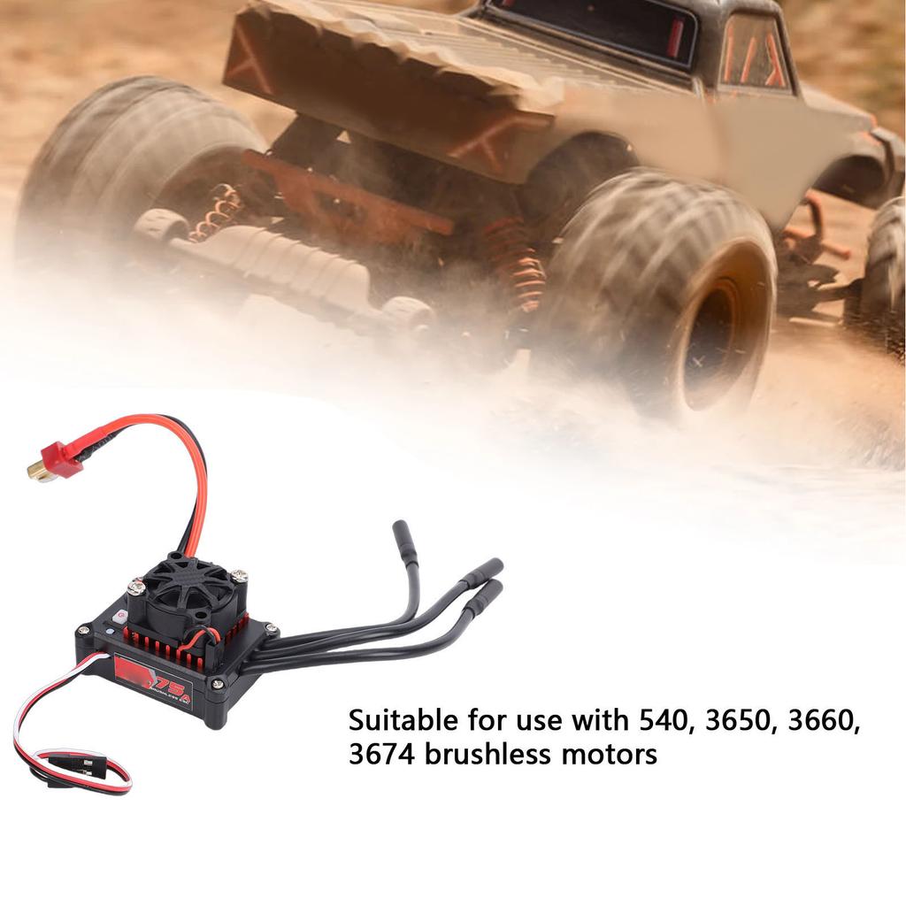 75A Brushless ESC for RC Car Boat Electronic Speed Controller with Built in BEC T Plug for 540 3650 3660 3674 Brushless Motors