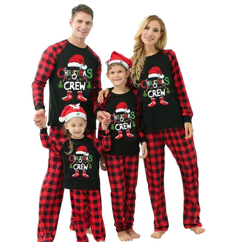 Christmas Family Matching Outfits Mom Dad Kids 2 Pieces Pajamas Set Sleepwear