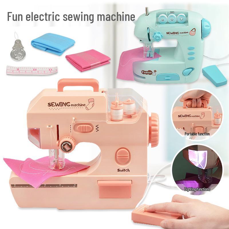 Electric Sewing Machine Toy for Kids: Mini Pretend Play Appliance for Girls, Kindergarten Fun, Parent-Child Handmade Activity