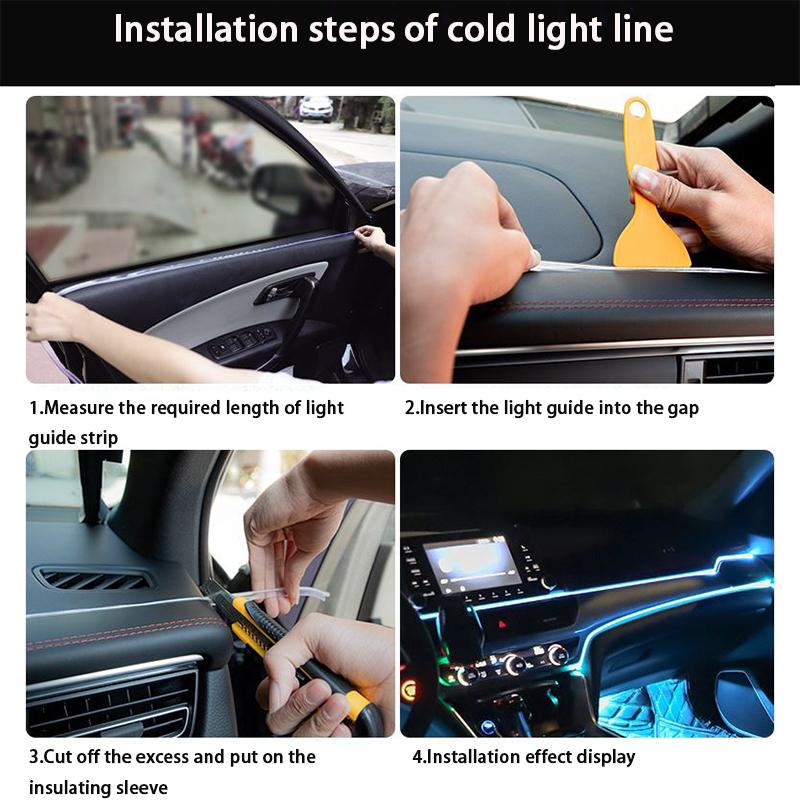 1/2/3/4/5M RGB Car Interior Ambient LED Light Strip Invisible USB Fiber Optic Atmosphere Lamp Support Door Decoration Lamp