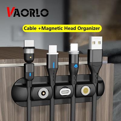 VAORLO Kabel-Organizer und magnetische Steckerbox, Silikon-USB-Kabelaufwicklung, flexible Kabel-Management-Clips für Maus-Kopfhörer-Halter
