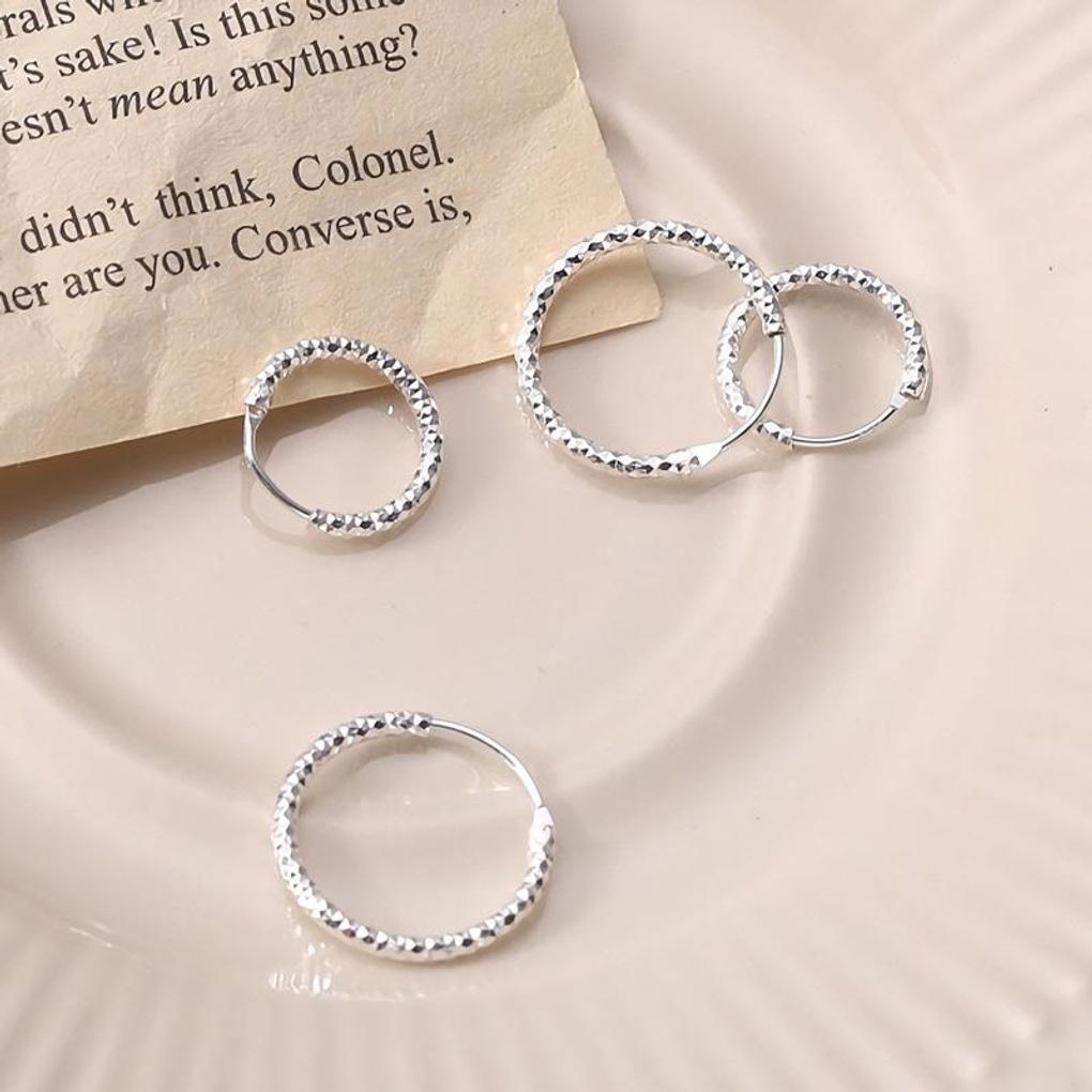 Women's Silver 925 Rhombus Wave Hoop Earrings