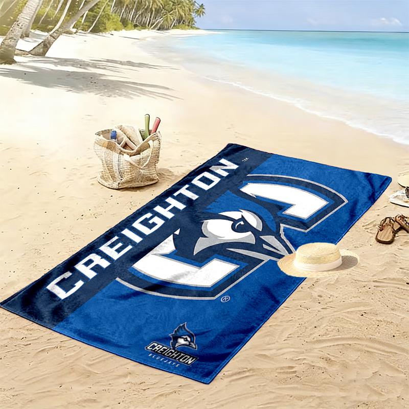 Creighton Blue Jays Print Beach Towel, Large Soft Quick Dry Towel for Beach Camping Swimming