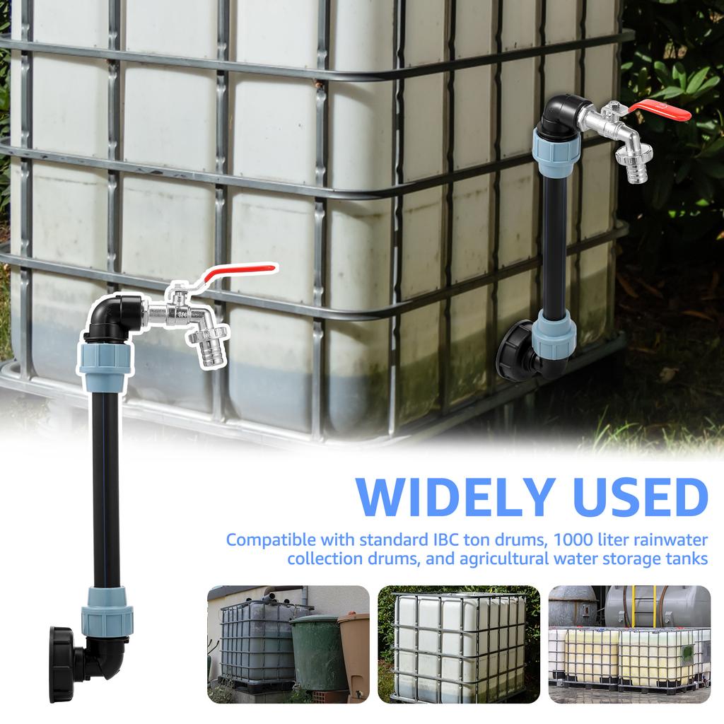 IBC Tank Svanhals med 3/4 Tums Utloppskran Regnvattentunna Utloppskran IBC Tank Tillbehör Zinklegering för 1000L Regnvattentank