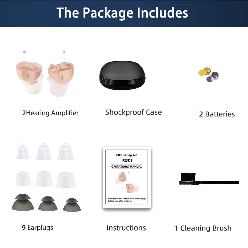 Invisible CIC Hearing Aid 16-Channel Digital In-Ear Sound Amplifier for Seniors and Adults