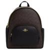 Court 27 Double C Presbyopic Zipper Closure Cow Leather Backpack Large Size Women's Walnut Color with Black