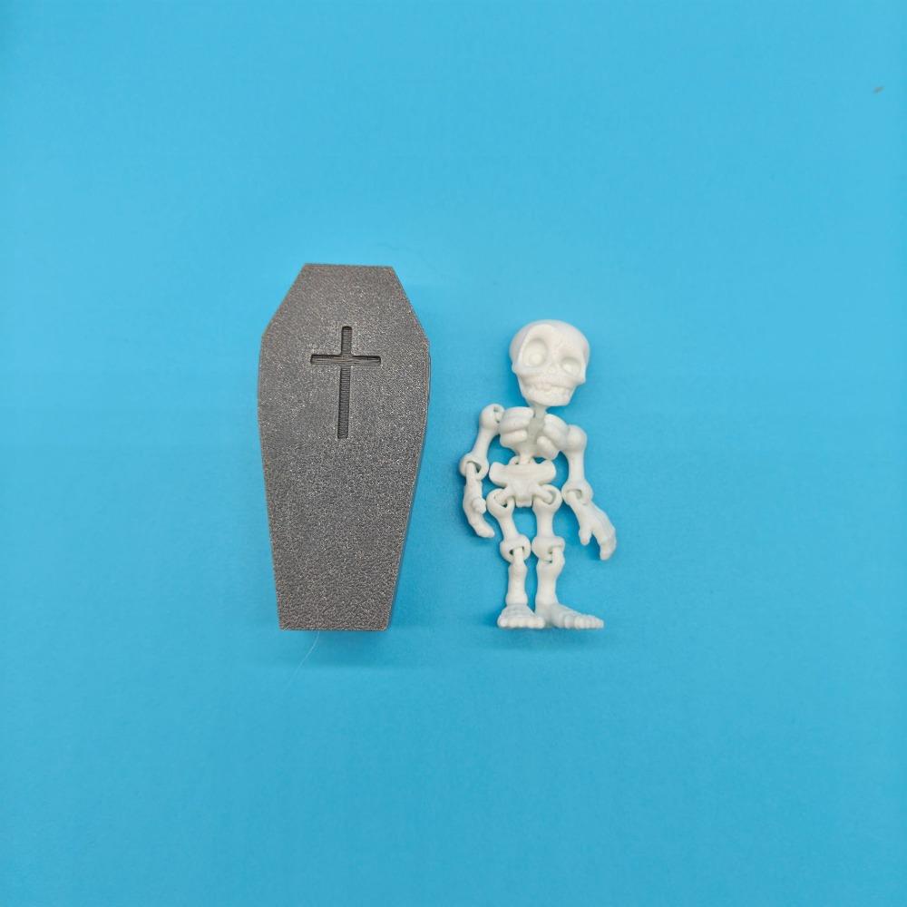 3D-Printed Articulated Skeleton Halloween Mini Coffin Box Haunted House Decorations