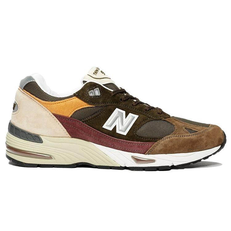 New Balance 991 Fabricat în Anglia Adidași de bărbați desaturați Verde Măsliniu Burgundiu M991GYB