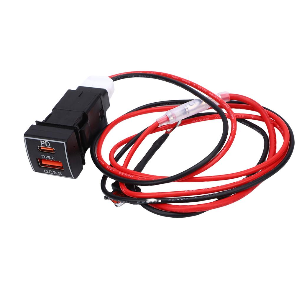 Prise allume-cigare pour voiture Type C Charge Rapide QC3.0 PD3.0 Double Port USB Remplacement pour Rav4 Corolla Camry Série 70 Prado