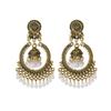 European & American Bohemian Bell Pearl Tassel Stud Earrings - Retro Ethnic Style for Women