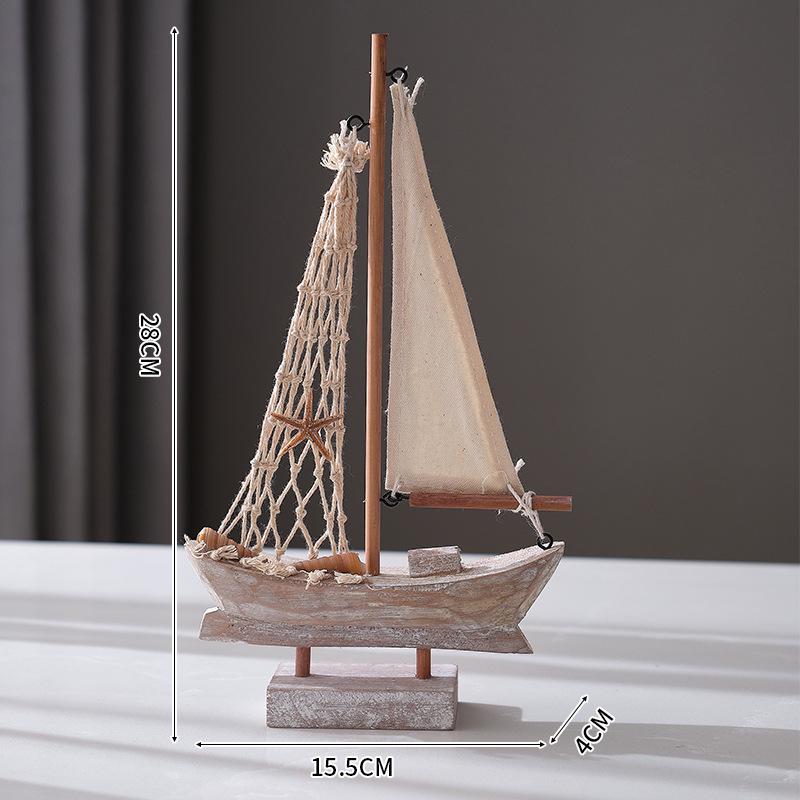 Porzellan Segelschiff Modell im mediterranen Stil - Kreative Holz Heimdeko Ornamente