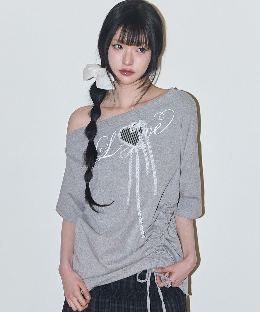 ILLIGO Love One-Shoulder Oversized T-Shirt Melange