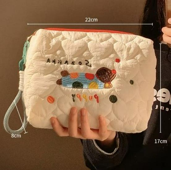 Chic Portable Puppy Cosmetic Bag - Large Capacity Travel Skincare & Makeup Organizer