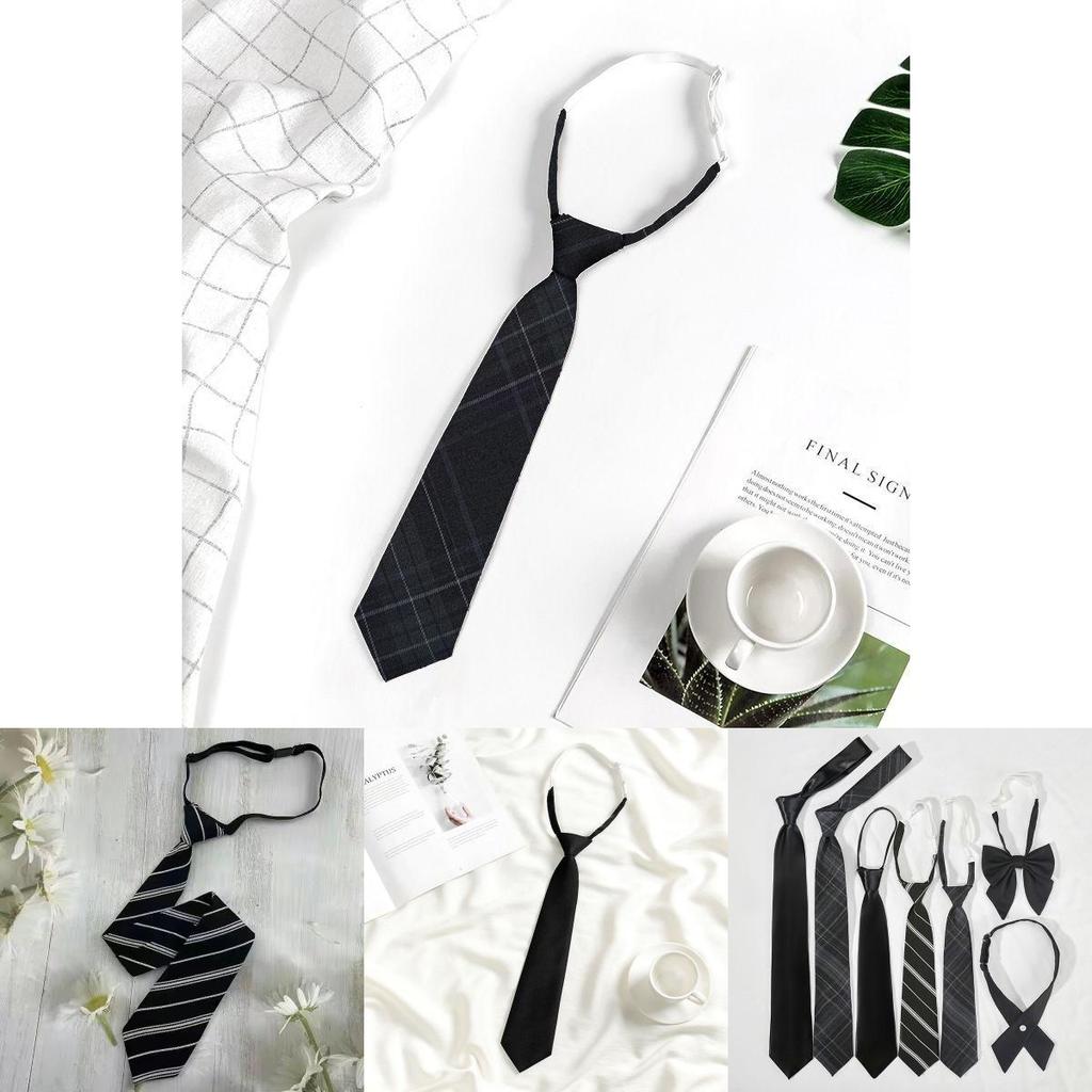 Cotton Solid Color Tie With White Stripe For Japanese School Style Students And Casual Wear