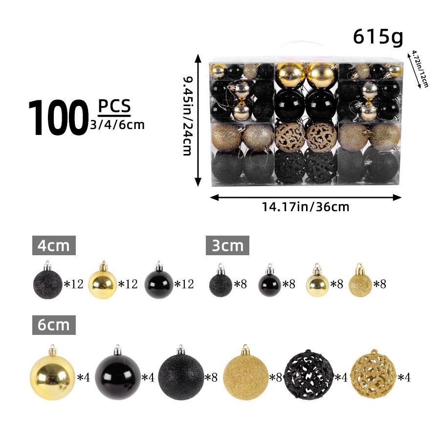 Electroplated Irregular Painted Plastic Christmas Ornament Set 100-Pack