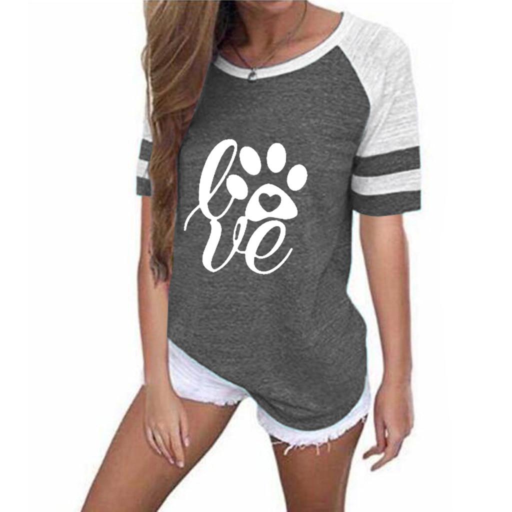 Women Plus Size Printing Stripe Round Neck Short Sleeve Casual Blouse T-shirt