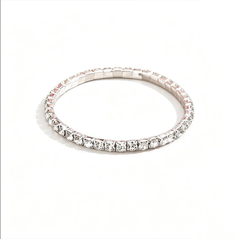 Eco-friendly Rhinestone Elastic Tennis Bracelet - Fashionable, Simple, and Shiny