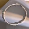 Double-Layer Imitation Pearl Necklace & S925 Silver Earrings Women's Set