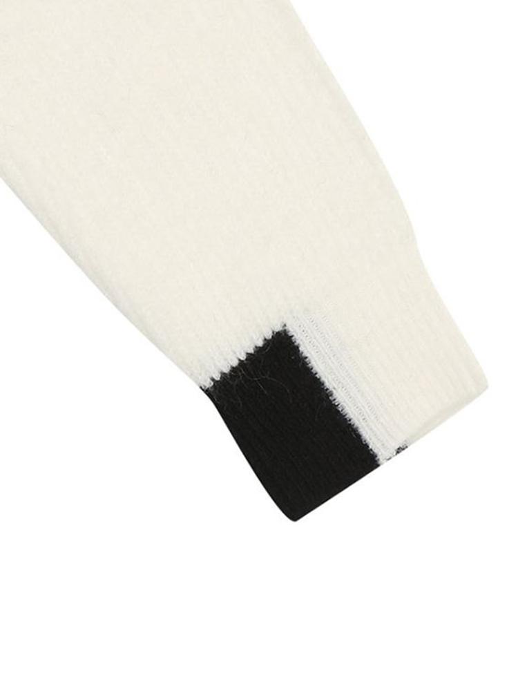 IKALOOK Sleeve-Point Wool Mix Round Neck Knit Sweater Nit124
