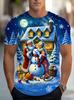 Creative Santa Claus Printed Men's T-Shirt Merry Christmas Casual O-neck Loose Short Sleeve Tops Fashionable Comfortable Breathable T-shirt