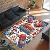 Fire Truck Theme Crystal Velvet Rug Personalized Custom Name Text Soft Floor Mat Home Decor