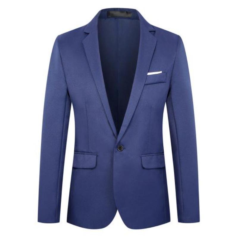 Moda Uomo Tinta Unita Manica Lunga Revers Slim Fit Blazer Abito Cappotto Soprabito