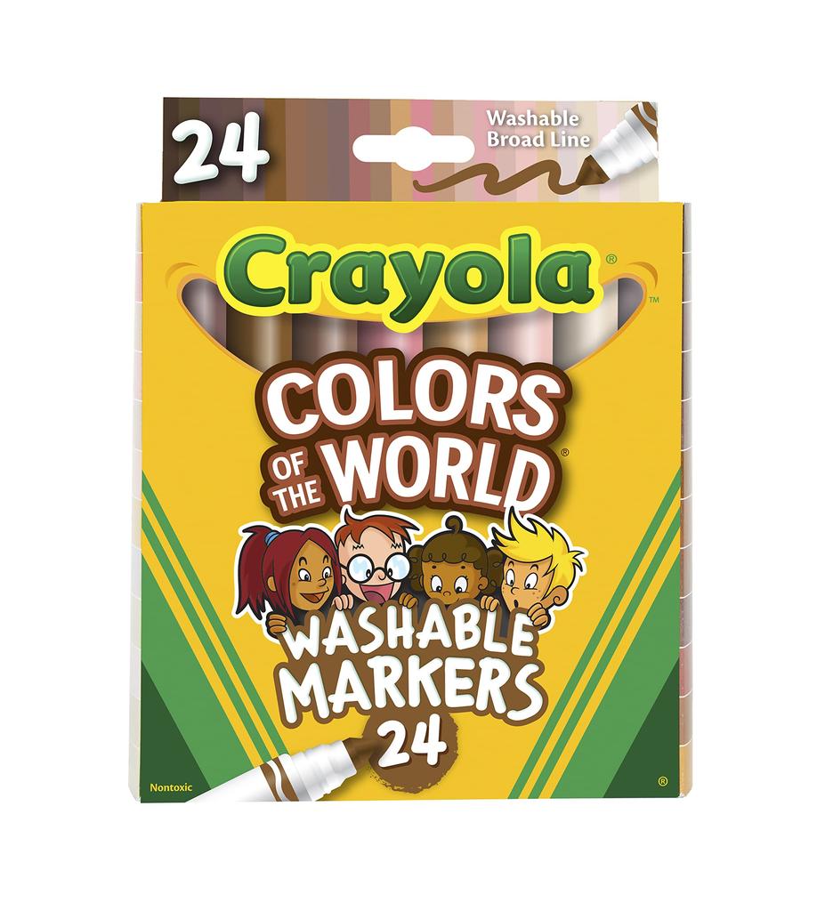 Crayola 24 Marker Colors of the Friends of the Authentic Markers, Colors, Water-Based, Skin-Tone Pens, World, World, 587802,
