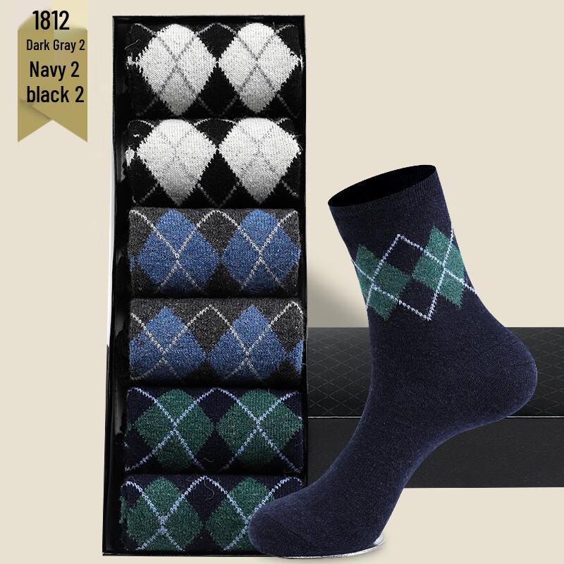 Langsha Men s Autumn/Winter Crew Terry Socks (6-Pack)