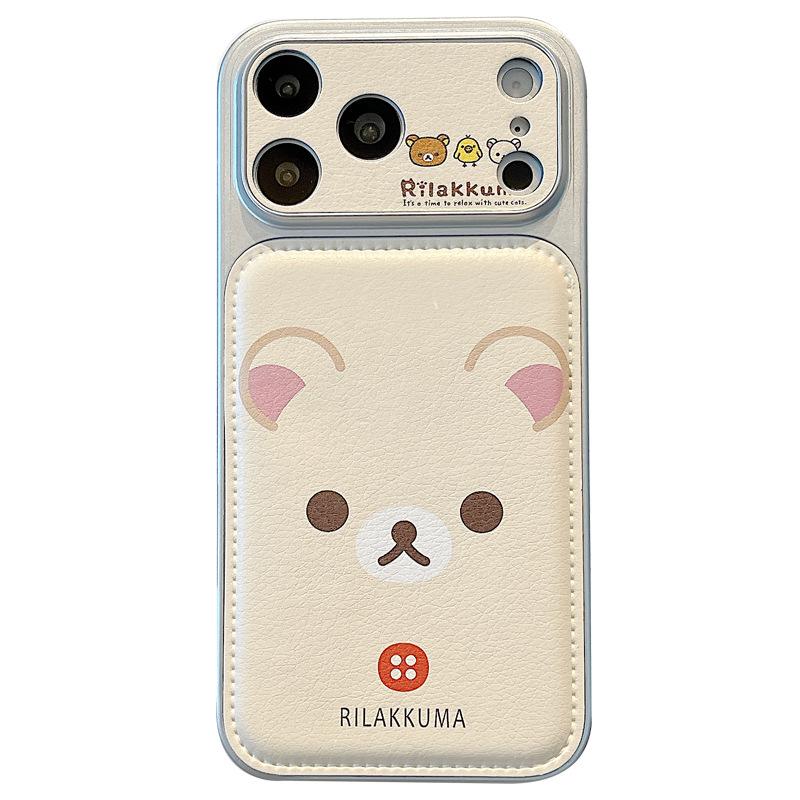 Trendy Leather Rilakkuma Phone Case for iPhone 17 Pro Max - Drop-Proof, Cute Design, Fits iPhone 16/15